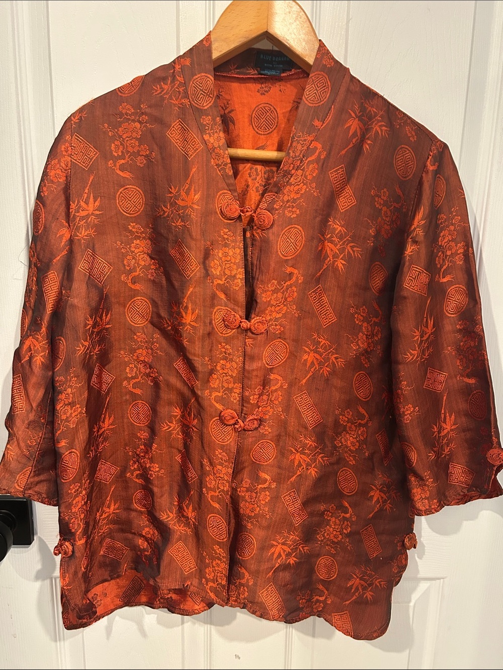 Woman’s Mandarin Collar Orange Shirt